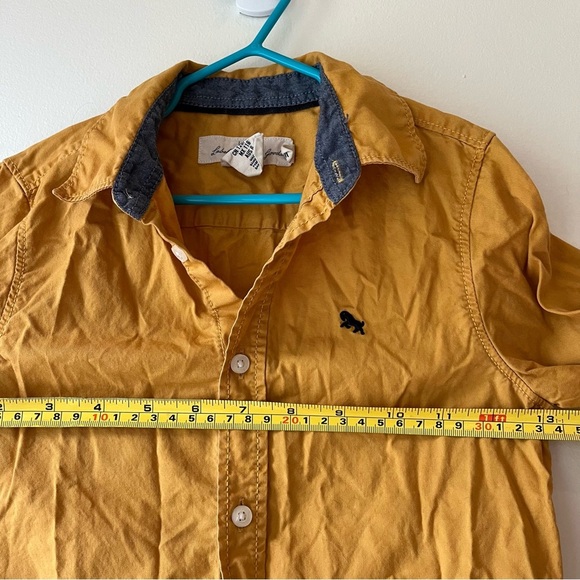 🌼 5/$25 H&M L.O.G.G. Mustard Yellow Boys Button Down Shirt Long Sleeve Size 5-6Y - Picture 8 of 11